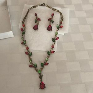 Red and green necklace and earrings